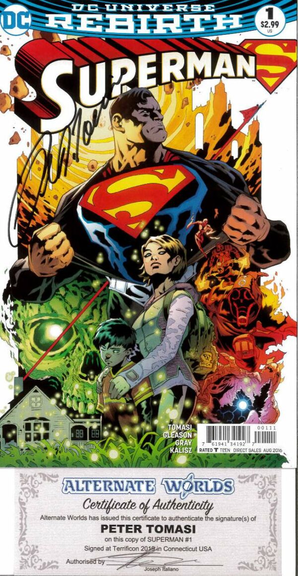 SUPERMAN (2016-2018 SERIES) #1: Signed by Peter Tomasi (COA) 9.2 (NM)