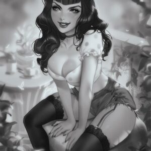 BETTIE PAGE & THE CURSE OF THE BANSHEE #1: Lenix Li B&W virgin cover BETTIE PAGE & THE CURSE OF THE BANSHEE #1: Lenix Li B&W virgin cover