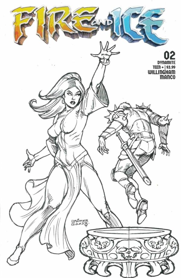 FIRE AND ICE #2: Joseph Michael Linsner Line Art RI cover E