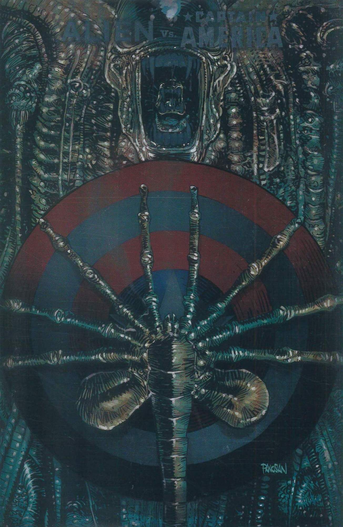 ALIEN VS CAPTAIN AMERICA #1: Dan Panosian Foil cover B ALIEN VS CAPTAIN AMERICA #1: Dan Panosian Foil cover B