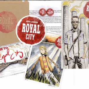 ROYAL CITY: Ashcan edition with poster, postcard, buttons, bag & letter