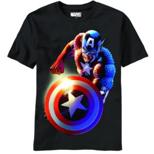 CAPTAIN AMERICA CAPT GLOW SHIELD BLACK T-SHIRT X-Lrg