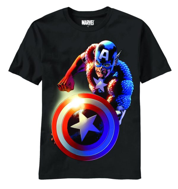 CAPTAIN AMERICA CAPT GLOW SHIELD BLACK T-SHIRT X-Lrg