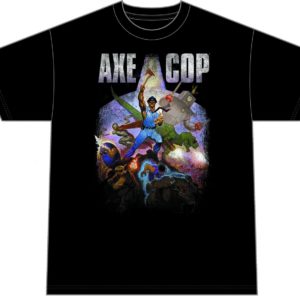 AXE COP RETRO PAINTING BLACK T-SHIRT X-Lrg