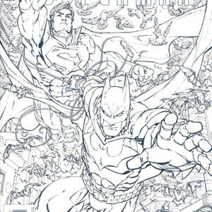 BATMAN SUPERMAN (2013-2016 SERIES: VARIANT EDITION #28: Freddie Wiliams II Adult Colouring Book cover