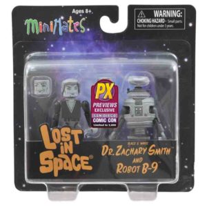 LOST IN SPACE MINIMATE FIGURE #2: Dr Smith & B9 Robot 2 pack B&W PX edition