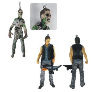 WALKING DEAD CHRISTMAS PARPHERNALIA #9: Daryl Dixon & Walker resin figure ornament set