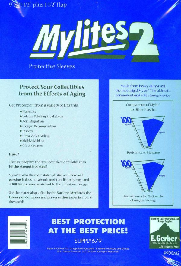 MYLITES 2 PROTECTOR COMIC SLEEVE (50 PACK) #4: Standard Magazine (9×11.5 inch / 1.5 flap)