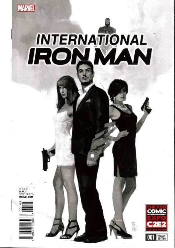 INTERNATIONAL IRON MAN (VARIANT EDITION) #1005: #1 Alex Maleev C2E2 B&W cover