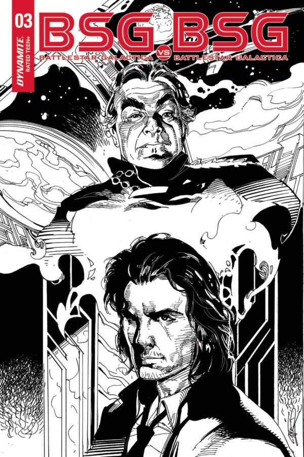 BATTLESTAR GALACTICA VS BATTLESTAR GALACTICA #3: #3 Adam Castro B&W cover