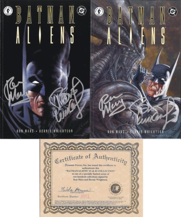 BATMAN VS ALIENS #0: #1&2: S&N Ron Marz/Bernie Wrightson (DFE #61/100) 9.6 (NM)