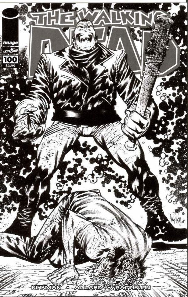 WALKING DEAD (2003-2019 SERIES: VARIANT COVER) #100: #100 James Harren 15th Anniversary B&W Logo cover