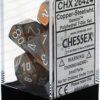 DICE (CHESSEX) #26424: Gemini Blue/Copper Steel with White numbers (7 Piece Set)