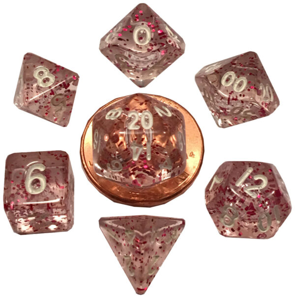 DICE (MDG) #4208: Etheral Light Purple with White numbers Mini 7 piece set