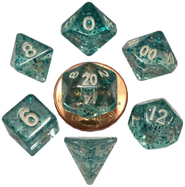 DICE (MDG) #4212: Etheral Light Blue with White numbers Mini 7 piece set