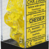 DICE (CHESSEX) #23072: Translucent Yellow with White numbers (7 Piece Set)