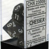 DICE (CHESSEX) #23078: Translucent Smoke with White numbers (7 Piece Set)