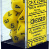 DICE (CHESSEX) #25402: Opaque Yellow with Black numbers (7 Piece Set)