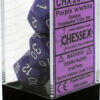 DICE (CHESSEX) #25407: Opaque Purple with White numbers (7 Piece Set)