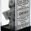 DICE (CHESSEX) #25410: Opaque Dark Gray with Black numbers (7 Piece Set)