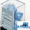 DICE (CHESSEX) #25416: Opaque Light Blue with White numbers (7 Piece Set)