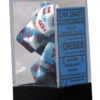 DICE (CHESSEX) #26457: Gemini Astral Blue/White with Red numbers (7 Piece Set)