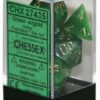 DICE (CHESSEX) #27435: Vortex Green with Gold numbers (7 Piece Set)
