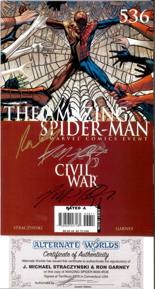 AMAZING SPIDER-MAN (1962-2018 SERIES) #536: Signed by J Michael Straczynski & Ron Garney (COA) 9.2 (NM)