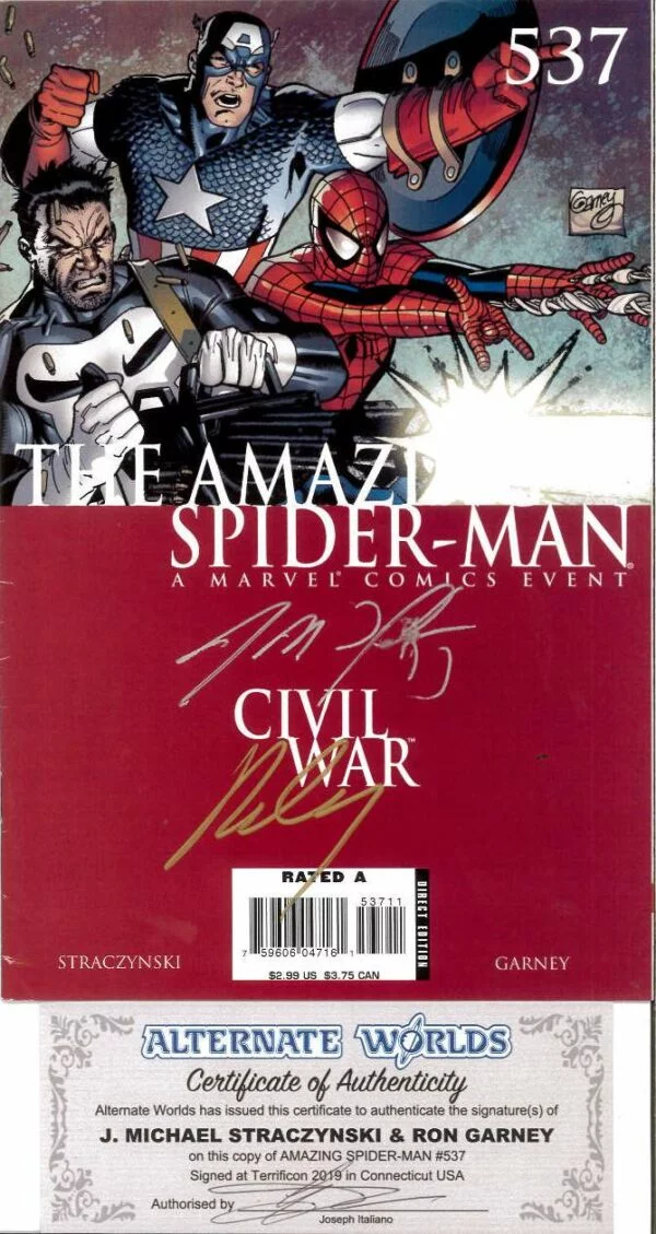 AMAZING SPIDER-MAN (1962-2018 SERIES) #537: Signed by J Michael Straczynski & Ron Garney (COA) 9.2 (NM)