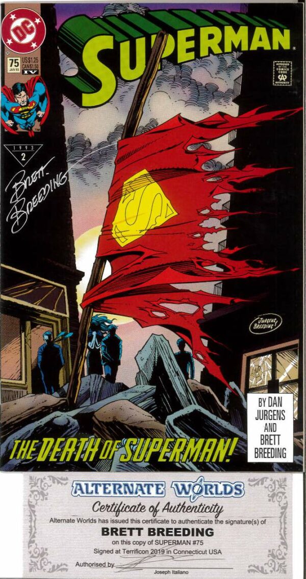 SUPERMAN (1987-2006 SERIES) #75: Signed by Brett Breeding (COA) 9.2 (NM)