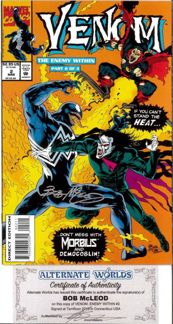 VENOM: ENEMY WITHIN #2: Signed by Bob McLeod (COA) 9.2 (NM)