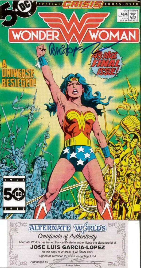 WONDER WOMAN (1942-1986,2010-2011,2020-2023 SERIES #329: Signed by Jose Luis Garcia-Lopez (COA) 9.2 (NM)