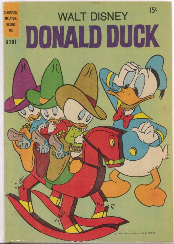 WALT DISNEY’S DONALD DUCK (D SERIES) (1956-1978) #201: Cockle Doodle Dandies, Paintin’/Town, Lighthouse/W.R.: VG/FN