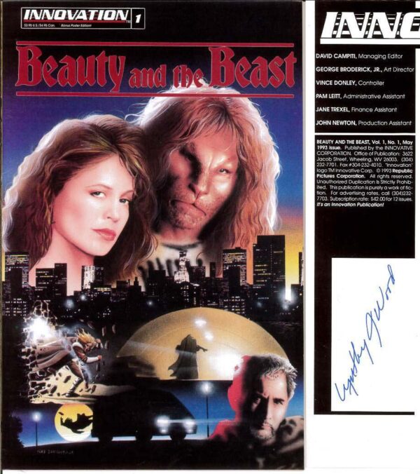 BEAUTY AND THE BEAST (1993 SERIES: SIGNED-POSTER) #1: Signed by Cynthy J. Wood (inside cover) – 9.0 (VF/NM)