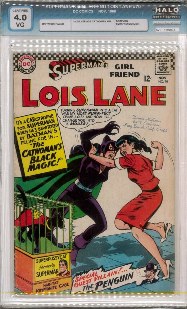 SUPERMAN’S GIRLFRIEND LOIS LANE (1958-1974 SERIES) #70: Halo Graded 4.0(VG) – First app. Silver Age Catwoman