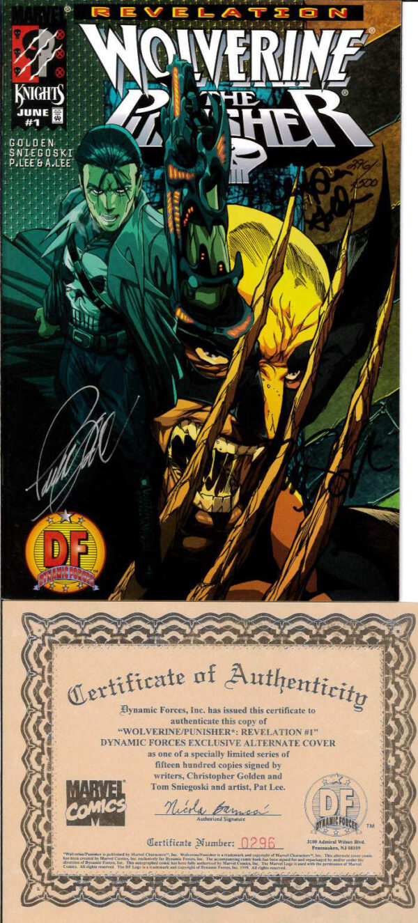 WOLVERINE PUNISHER: REVELATION #1: #1 Signed Chris Golden/Pat Lee/Sniegoski Alt Cover – 9.2 NM