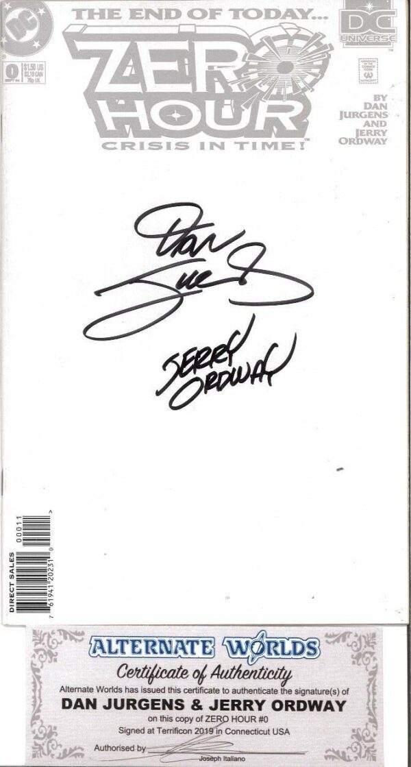 ZERO HOUR: CRISIS IN TIME #0: Signed by Dan Jurgens & Jerry Ordway (COA) 9.2 (NM)