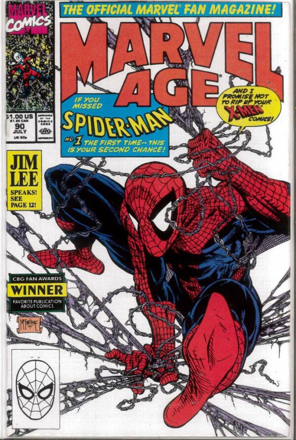 MARVEL AGE #90: Todd McFarlane Spider-man cover – 9.2 (NM)