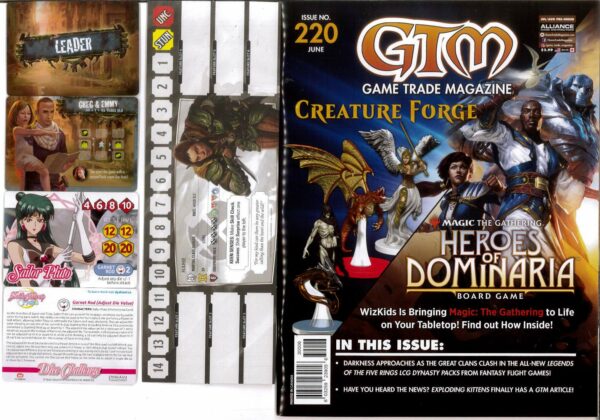 GAME TRADE MAGAZINE (GMT) #220: Sailor Moon Crystal, Leader, Dragonfire promo cards – NM