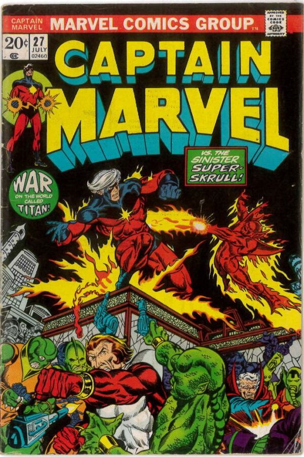 CAPTAIN MARVEL (1968-2018 SERIES) #27: 1st Eros Starfox, 2nd Drax, Thanos appearance – FN