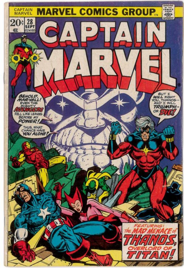 CAPTAIN MARVEL (1968-2018 SERIES) #28: Thanos vs Drax cosmic cube – 6.0 (FN)