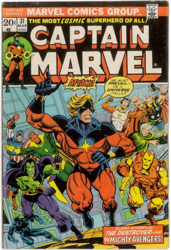 CAPTAIN MARVEL (1968-2018 SERIES) #31: Thanos, Cosmic cube, Avengers – Jim Starlin – 6.5 (FN+)