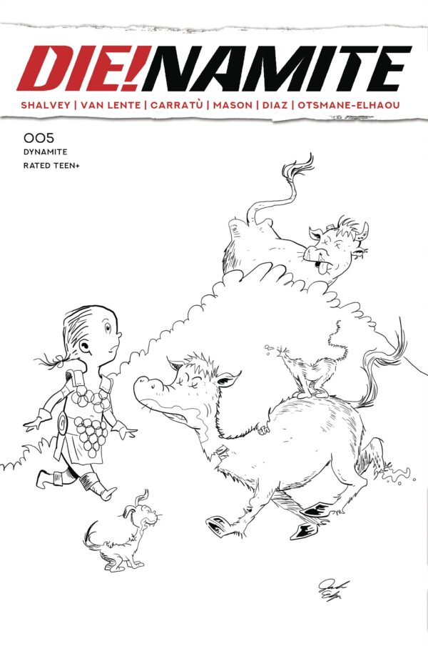 DIE!NAMITE #5: Jacob Edgar Line Art Dr. Seuss Homage cover