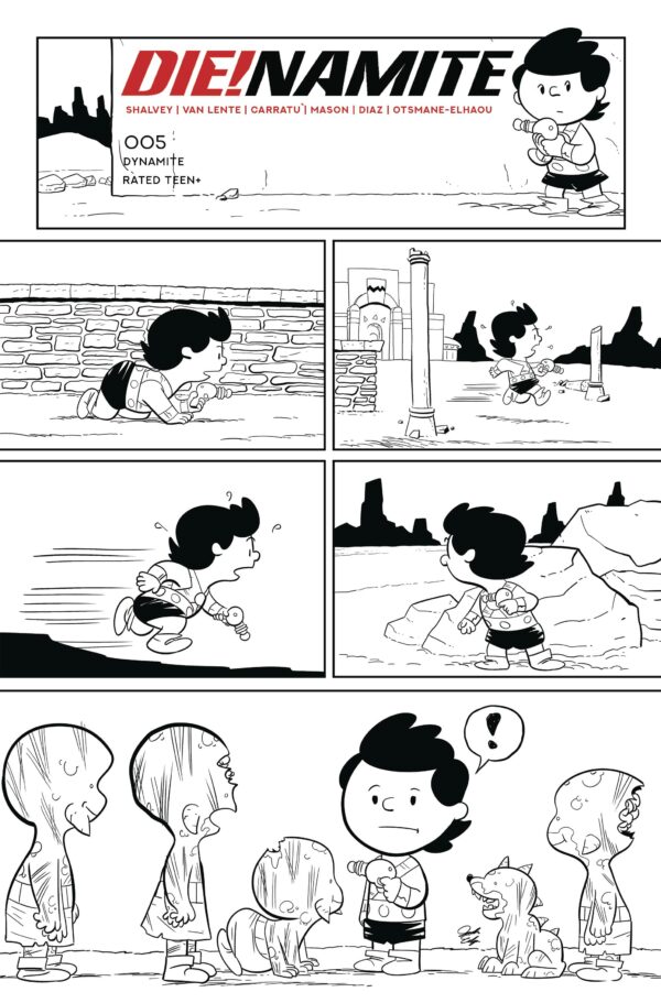 DIE!NAMITE #5: Jacob Edgar Line Art Peanuts Homage cover