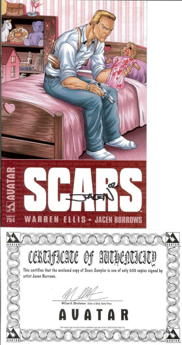 WARREN ELLIS SCARS SAMPLER #99: Signed: Jacen Burrorws (COA LTD 650) – 9.2 (NM)
