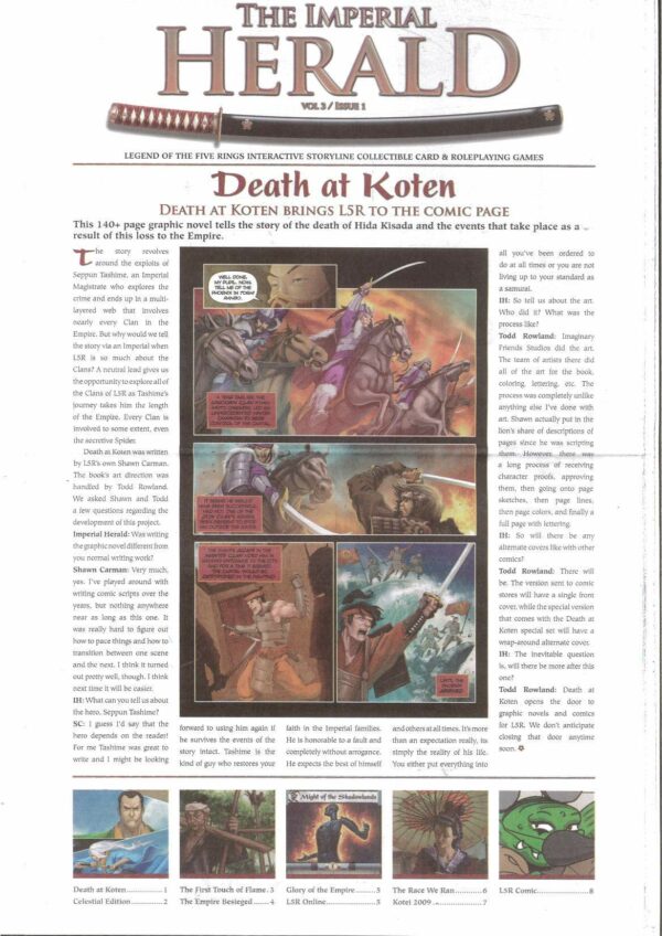 IMPERIAL HERALD MAGAZINE #301: Volume Three #1 – Death at Koten issue