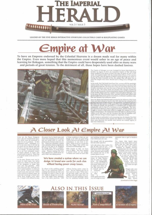 IMPERIAL HERALD MAGAZINE #305: Volume Three #5 – Empire at War