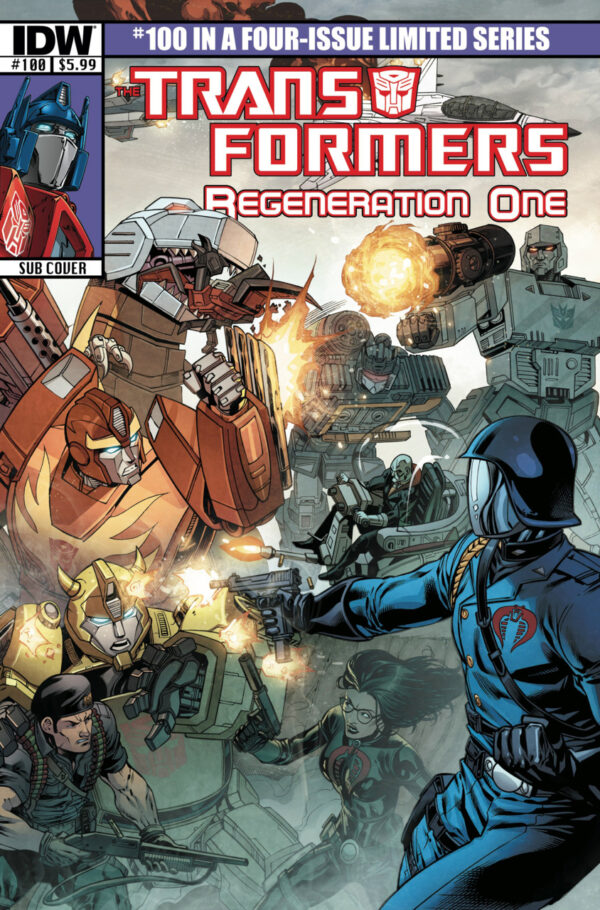 TRANSFORMERS: REGENERATION ONE (VARIANT COVER) #100: Robert Atkins Transformers/GI Joe Jam subscription cover