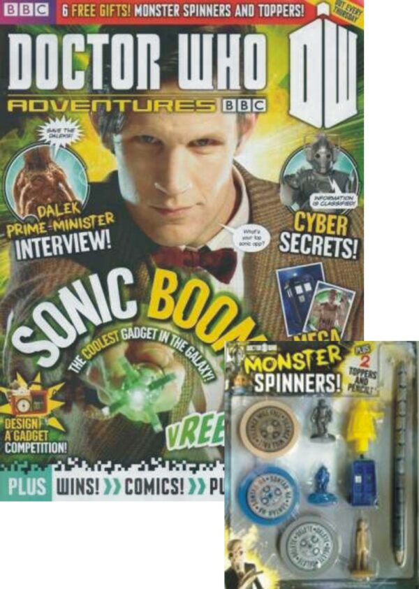 DOCTOR WHO ADVENTURES MAGAZINE #294: 66% gifts 3 spiners,tardis,dalek topper,Silence figure (VF)