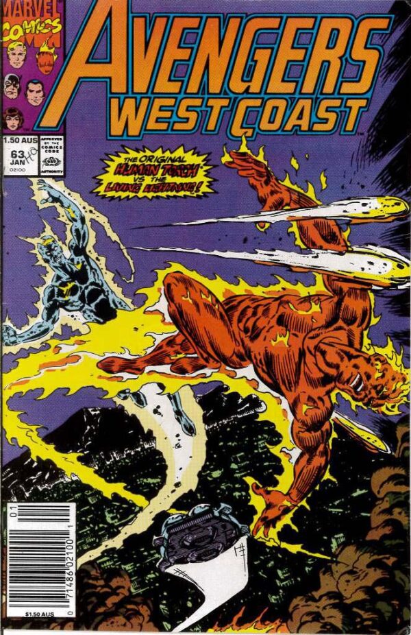 AVENGERS WEST COAST (AUSTRALIAN PRICE VARIANT-APV) #63: 1st app Living Lightning – 9.0 (VF/NM)